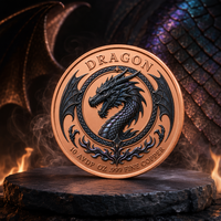 Nuevas Monedas de Cobre Puro 99.99% de 10 AVDP oz con Dragón Negro en Alto Relieve, Impresión UV Colorida, Monedas de Cobre Coleccionables Personalizadas