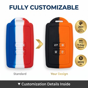 Housse de clé en silicone souple pour <span class=keywords><strong>Renault</strong></span> Clio Megane Kadjar Captur 1,<span class=keywords><strong>7</strong></span> mm, qualité alimentaire, couleur vive, antidérapante, OEM, personnalisée en usine - Product Image 4