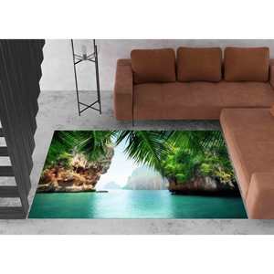 พรมลายวิวทะเลเขตร้อน: พรมปูพื้นลายทิวทัศน์ชายฝั่ง พรมพิมพ์ลาย พรมนุ่มแบบไม่ทอ - Product Image 5