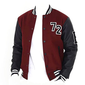 Custom Chenille Embroidery 100% Wool Eco-Friendly Windproof Stand Collar <b>Men's</b> Varsity <b>Jacket</b> Wool Liner Polyester Lining Front - Product Image 1