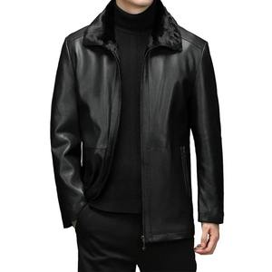 เสื้อโค้ทหนังลำลองสำหรับผู้ชาย, เสื้อโค้ทหนังบุขนแกะหนาอบอุ่นสำหรับนักขี่มอเตอร์ไซค์เสื้อโค้ทเฟอร์หนัง PU วินเทจสำหรับผู้ชาย - Product Image 5