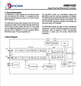 Davicom dm9012de 10/100Mbps nhanh Ethernet Mac chip duy nhất nhanh Ethernet Nic điều khiển - Product Image 2