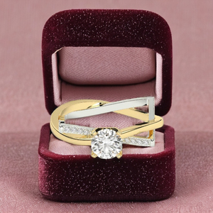 แหวนหมั้นโซลิแทร์แบบโบราณแหวนเพชรแบบสองโทน14K/18K ทองคำขาว CVD HPHT เครื่องประดับสำหรับงานแต่งงาน - Product Image 3