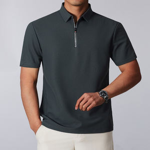 Golf informal para hombre en blanco con logotipo personalizado para Polos transpirables y resistentes a las arrugas con cuello y mangas de moda - Product Image 2