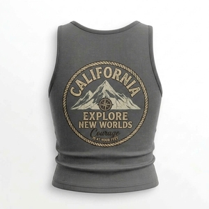 Explorer Summer Tank <b>Top</b> Women's Cotton Scoop Neck Casual Printed Design Breathable Knitted Front Logo OEM ODM - Product Image 2