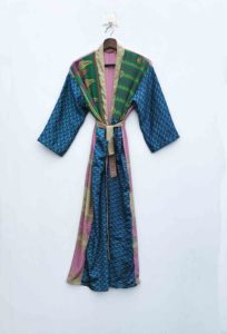 Wholesale and Manufacture Low Price Silk Kimono Different Print and Multi Color Dressing Wear Vintage Silk Sari Sexy Kimono - Product Image 2