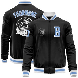 Vente en gros dans l'industrie directe de bombardiers décontractés pour l'hiver noirs et blancs veste à fermeture éclair Letterman - Product Image 2