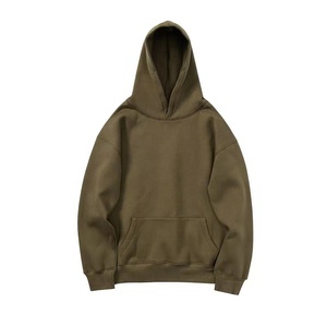 Peso pesado 380gsm algodón pulóver polar de gran tamaño con capucha gota hombro liso con capucha logotipo personalizado sin cordón sudaderas con capucha unisex - Product Image 2