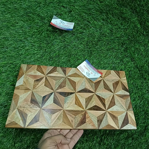 Juego de tabla de cortar de madera de acacia de primera calidad, bloque de corte de cuchillo duradero con incrustaciones de resina florales y geométricas para utensilios de cocina domésticos - Product Image 1