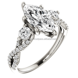 <b>Infinity</b> Shank Moissanite Round Cut Diamond Wedding Intertwining Split Twisted Shank Ring for Women - Product Image 3