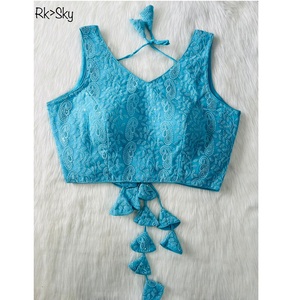 Vêtements de mariage de Style indien de haute qualité Georgette Saree Blouse avec Chickenkari Work Readymade Bollywood Style de l'Inde - Product Image 1