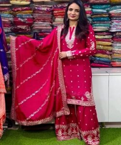 Ensemble Kurta 3 pièces pour femmes, filles, vêtements indiens pakistanais, costume cousu en coton Anarkali - Product Image 3