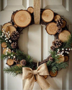 Porte de guirlande artisanale en bois suspendue pour décoration saisonnière - Product Image 2