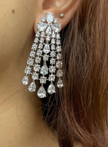 Ensemble de bijoux de mariée en diamant moissanite tendance, collier et boucles d'oreilles de luxe, ensemble de bijoux de fête de mariage pour femmes - Product Image 3