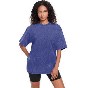 Nouveau goutte épaule acide lavage imprimé T-Shirts pour femmes Logo personnalisé Streetwear surdimensionné t-shirts élégant mode imprimé chemises - Product Image 5