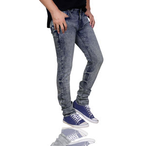 100% coton pantalon tissu Style bleu Denim à manches hautes jean prix de gros mode décontracté - Product Image 6