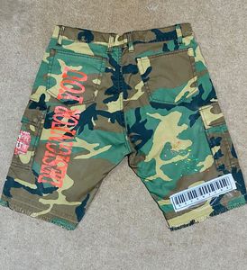 Pantalones vaqueros de mezclilla de algodón 100% para hombre con logotipos de parche bordado, ropa de calle, pantalones cortos de camuflaje Cargo cortados y cosidos con estampado desgastado de verano para hombre - Product Image 2