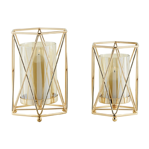 Linterna de metal Linternas de vela al aire libre Portavelas de interior Portavelas de huracán de metal dorado - Product Image 6