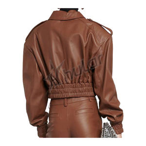 Chaqueta de piel de oveja real informal personalizada para mujer con combinaciones de colores de nuevo diseño de estilo alto - Product Image 2