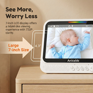 Monitor de Bebé Inalámbrico HD de 7.0 Pulgadas y 720P, Batería de 5000 mAh, PTZ, Audio Bidireccional, Visión Nocturna, Detección de Movimiento, 2.4 GHz FHSS - Product Image 2