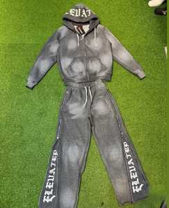 Survêtement imprimé personnalisé de haute qualité pour hommes pantalon évasé survêtement décontracté avec capuche et pantalon ensemble pour l'hiver - Product Image 4