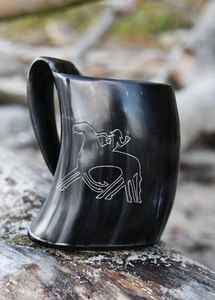 Handcrafted Real Horn Mug Natural Crafts Tankard with Optional Leather <b>Wrap</b> - Product Image 4