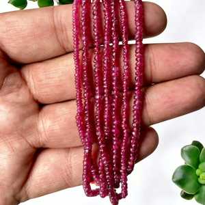 Cuentas de rubí natural liso Rondelle 2mm 3mm 4mm hebra de piedras preciosas sueltas para la fabricación de joyas collar pulsera venta al por mayor suministro a granel - Product Image 5