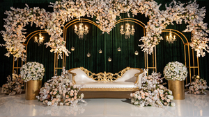 Exclusive South Indian Fiber Carved <b>Backdrop</b> Panels Indian Wedding <b>Gold</b> Fiber Frame Decoration Traditional Wedding Stage Ireland - Product Image 5