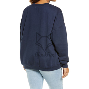 Sudadera de mujer de gran tamaño negra de alta calidad con decoración de insignia frontal antibolitas, Sudadera con capucha de invierno de Color con logotipo personalizado - Product Image 2