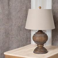 Lot de 2 lampes de table en bois de noyer de grande qualité avec abat-jour rond en tissu idéal pour la décoration de la maison et de l'hôtel