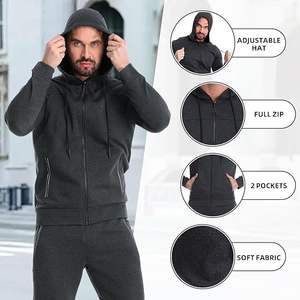 Sudadera de chándal de 2 piezas con cremallera completa de alta calidad para hombre, traje de jogging atlético con capucha frontal para deportes de invierno, ropa atlética informal - Product Image 4