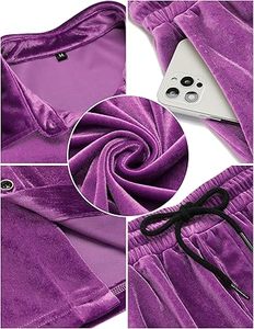 Ensembles de survêtements en velours personnalisés pour hommes quantité minimale de commande bas OEM Logo personnalisé 2 pièces survêtement violet ensembles courts en velours pour hommes respirant - Product Image 5