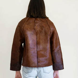 Veste en cuir de vachette pour femmes personnalisée Veste en cuir de vachette respirante à prix de gros pour femmes - Product Image 2