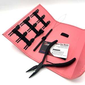 Kit de herramientas de alicates de extensión de cabello de acero inoxidable de grado quirúrgico con logotipo personalizado superventas al por mayor negro mate - Product Image 3