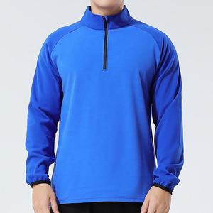 Top deportivo transpirable de secado rápido para hombre con cuello levantado, manga larga con media cremallera para deportes al aire libre, chándales OEM - Product Image 3