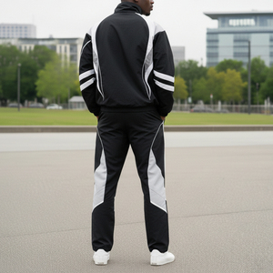 Haute Qualité Noir Coupe-Vent Survêtements Unisexe Jogger Ensembles Léger Imprimé 100% Coton Coupe-Vent Respirant Gym Sweat - Product Image 5