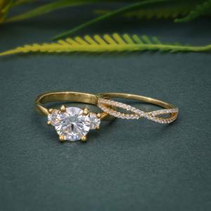 Oferta Especial: Conjunto de Novia de Oro de 14k con Diamante Cultivado en Laboratorio con Certificación IGI VVS y Anillo de Bodas Infinito para Mujer a Bajo Precio - Product Image 5