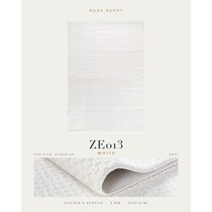 พรมวิสโคสและอะคริลิกแบบขายส่ง รุ่น ZETT ZE013 สีขาว ผลิตด้วยเครื่องจักรจากตุรกี สำหรับห้องนั่งเล่นและโครงการโรงแรม - Product Image 2
