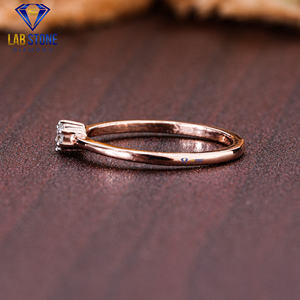 Lab-Stone Party Wear Anillo de diamantes 0,08 TDW Diamante de corte redondo 18kt Oro Rosa Color DE LA EF-VS - Product Image 3