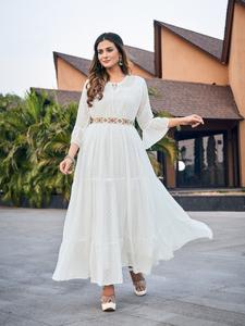 Latest Premium Quality Designer Chiffon Marble Butti Fabric Long Gown Collection <b>Indian</b> & <b>Pakistani</b> <b>Clothing</b> - Product Image 3