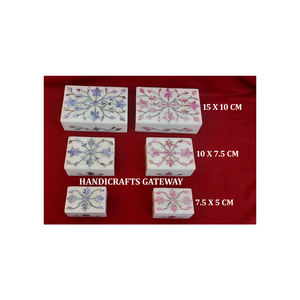 Caja de mármol muy antigua y diseño creativo, cajas de joyería de nácar con incrustaciones de mármol blanco pulido hecho a mano para precio económico - Product Image 1