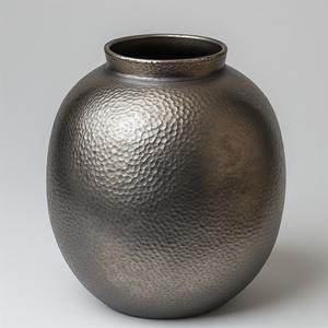 Vintage Copper Patina Metal <b>Vase</b> Artisan Handwork Blending Rustic <b>Beauty</b> With Elegant Interior Styling - Product Image 2