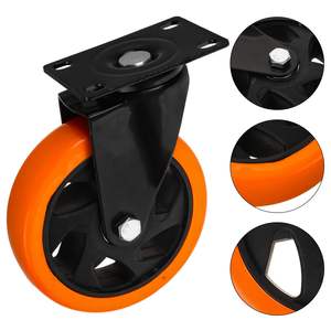 4 인치 대형 하중지지 앵글 휠 프리미엄 오렌지 폴리 우레탄 회전 플레이트 잠금 캐스터 휠 내구성 회전 플레이트 - Product Image 5