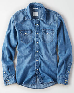 เสื้อเชิ้ตยีนส์แขนยาวผ้าฝ้ายคุณภาพดี ผลิตจากโรงงาน วัสดุระบายอากาศ เสื้อเชิ้ตยีนส์ผู้ชาย บริการ OEM เสื้อผู้ชาย - Product Image 5