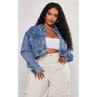 En gros Blousons en jean pour femme, bleu délavé, effet usé, coupe courte, respirants, avec doublure en tricot, toile et élasthanne, manches longues