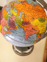 Globo Terráqueo Vintage Replogle, Hecho a Mano, de Metal, con Base de Aluminio, Decoración de Escritorio, Herramienta Educativa de Geografía, Estilo Mediados de Siglo
