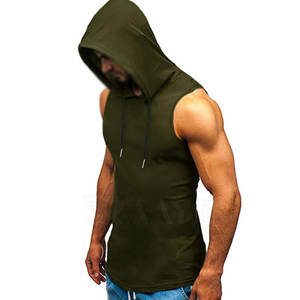 Débardeur à capuche surdimensionné Gym Fitness pour hommes respirant en coton tricoté fabriqué en usine Produit des fabricants - Product Image 2