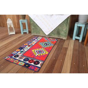 Alfombra vintage de 1.8x3.1 pies, alfombra turca pequeña, alfombra naranja geométrica con elementos florales - Product Image 5