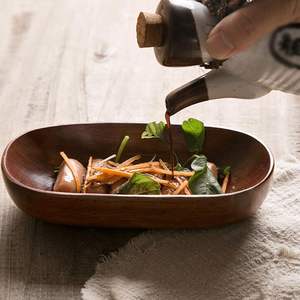 Plateau de service en bois, assiettes à sushi en bois multi-usages, plat à fruits secs, bois massif, fournisseur de table de cuisine et de service à thé - Product Image 4