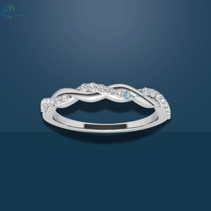 Anillo redondo de corte brillante VVS1 Moissanite Twisted Eternity, banda de declaración de boda de oro blanco sólido de 14K para ella - Product Image 1